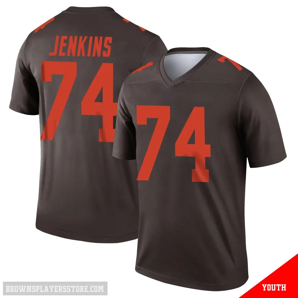 ＃74 Youth Elgton Jenkins Brown Legend Cleveland Browns Alternate Jersey