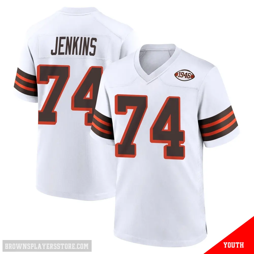 ＃74 Youth Elgton Jenkins White Game Cleveland Browns 1946 Collection Alternate Jersey