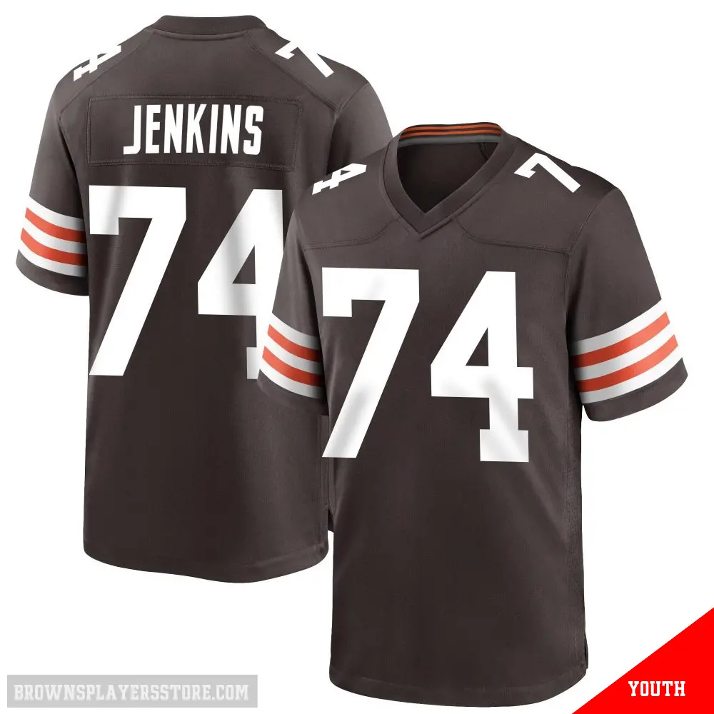 ＃74 Youth Teven Jenkins Brown Game Cleveland Browns Team Color Jersey
