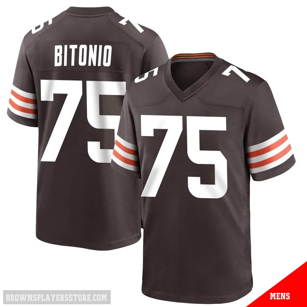 ＃75 Men's Joel Bitonio Brown Game Cleveland Browns Team Color Jersey