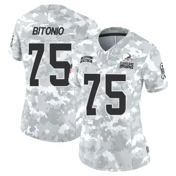 ＃75 Women's Joel Bitonio Arctic Camo Limited Cleveland Browns 2024 Salute to Service Jersey