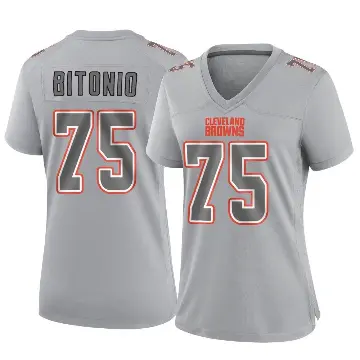 ＃75 Women's Joel Bitonio Gray Game Cleveland Browns Atmosphere Fashion Jersey