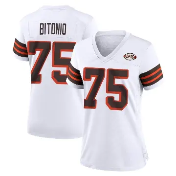 ＃75 Women's Joel Bitonio White Game Cleveland Browns 1946 Collection Alternate Jersey