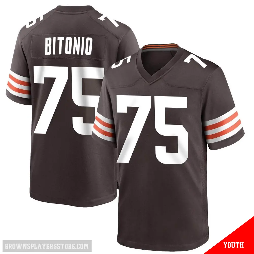 ＃75 Youth Joel Bitonio Brown Game Cleveland Browns Team Color Jersey