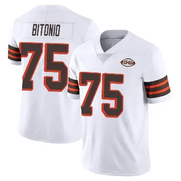 ＃75 Youth Joel Bitonio White Limited Cleveland Browns Vapor 1946 Collection Alternate Jersey