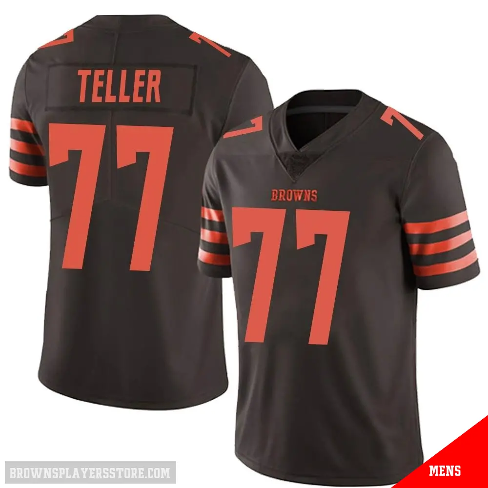 ＃77 Men's Wyatt Teller Brown Limited Cleveland Browns Color Rush Jersey