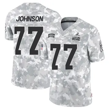 ＃77 Men's Zion Johnson Arctic Camo Limited Cleveland Browns 2024 Salute to Service Jersey