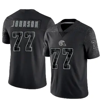 ＃77 Men's Zion Johnson Black Limited Cleveland Browns Reflective Jersey