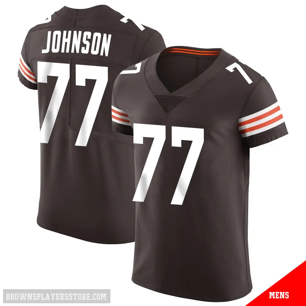＃77 Men's Zion Johnson Brown Elite Cleveland Browns Vapor Jersey