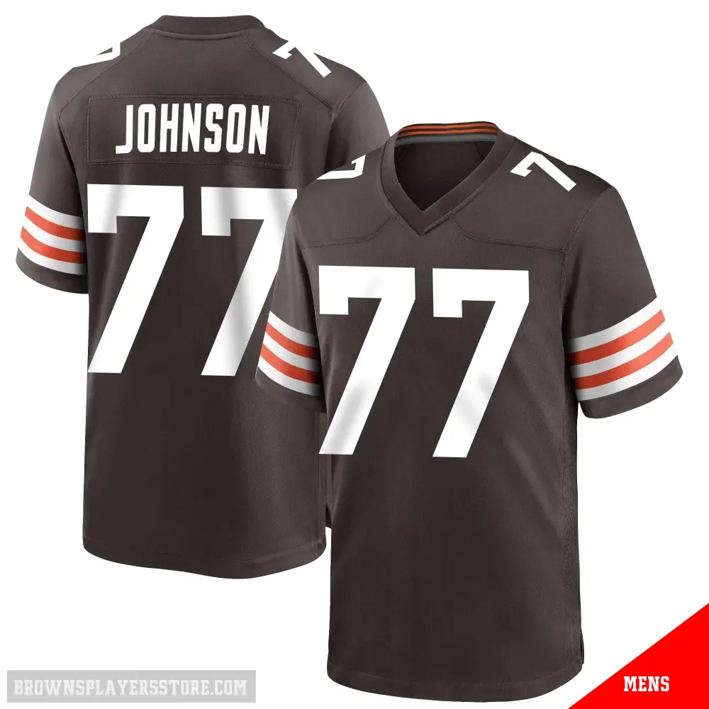 ＃77 Men's Zion Johnson Brown Game Cleveland Browns Team Color Jersey