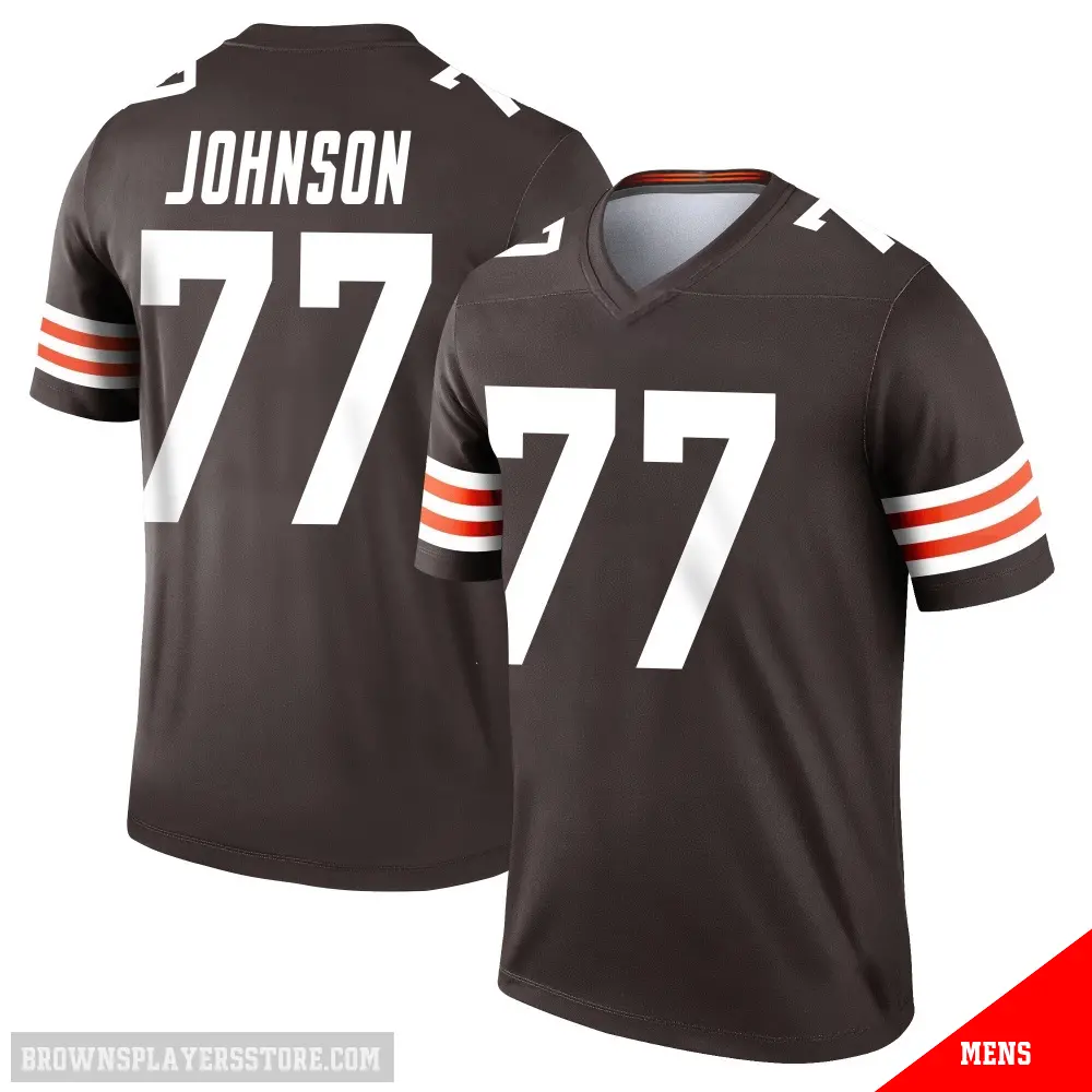 ＃77 Men's Zion Johnson Brown Legend Cleveland Browns Jersey