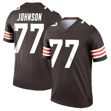 ＃77 Men's Zion Johnson Brown Legend Cleveland Browns Jersey