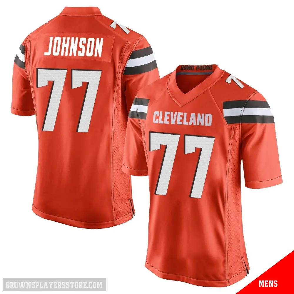 ＃77 Men's Zion Johnson Orange Game Cleveland Browns Alternate Jersey