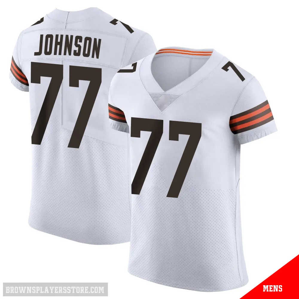 ＃77 Men's Zion Johnson White Elite Cleveland Browns Vapor Jersey