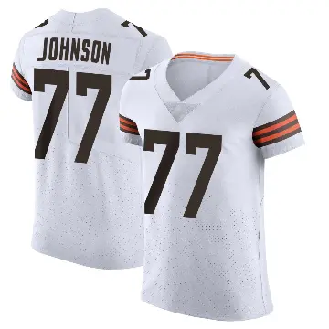 ＃77 Men's Zion Johnson White Elite Cleveland Browns Vapor Jersey
