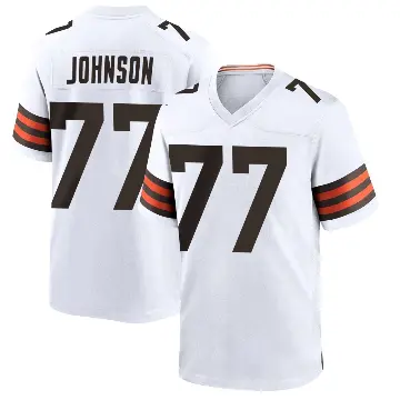 ＃77 Men's Zion Johnson White Game Cleveland Browns Jersey