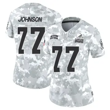 ＃77 Women's Zion Johnson Arctic Camo Limited Cleveland Browns 2024 Salute to Service Jersey