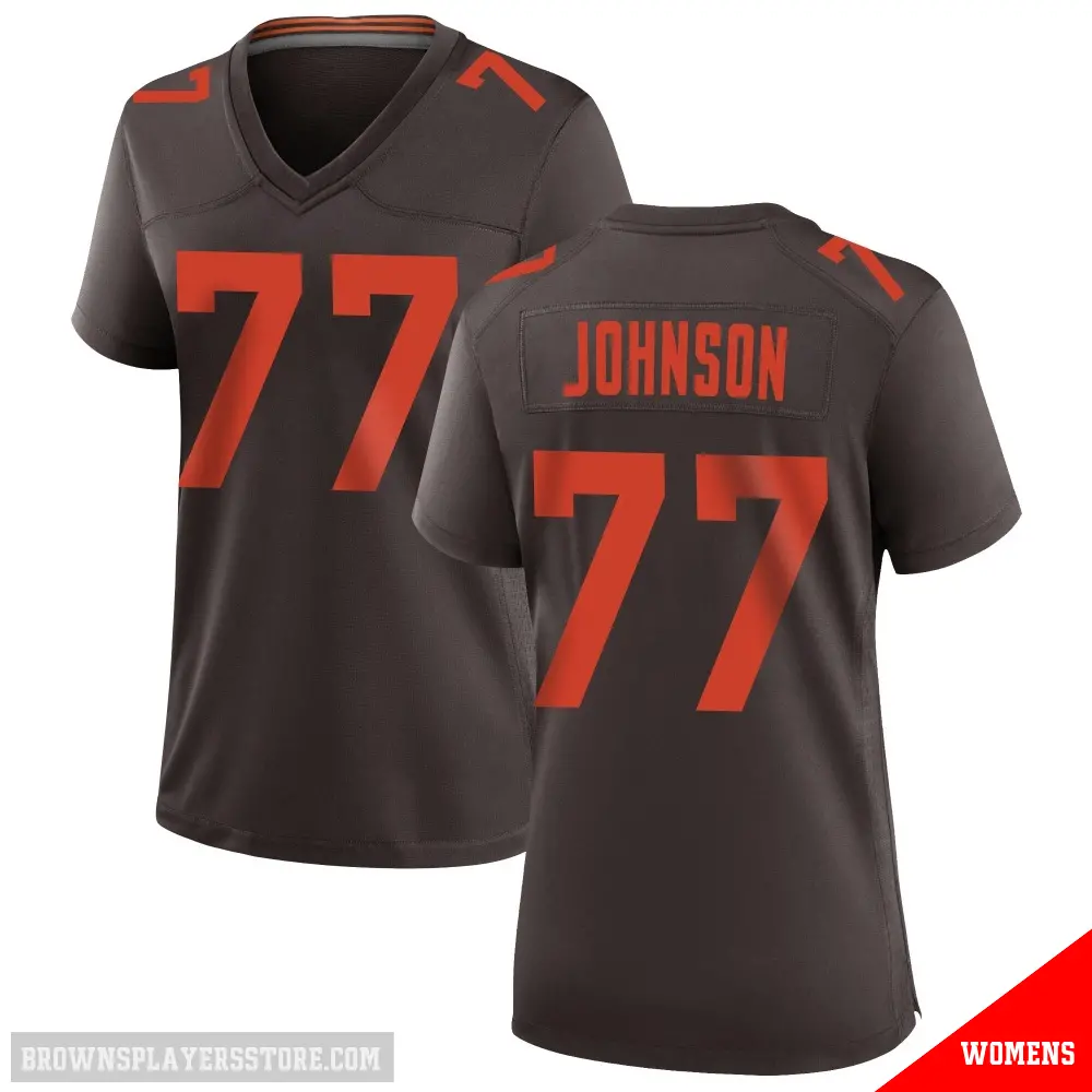 ＃77 Women's Zion Johnson Brown Game Cleveland Browns Alternate Jersey