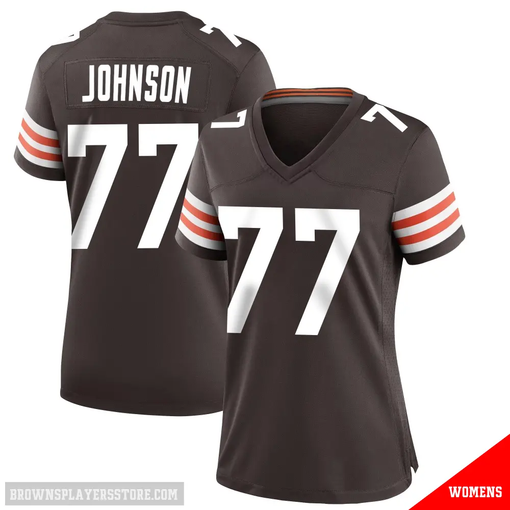 ＃77 Women's Zion Johnson Brown Game Cleveland Browns Team Color Jersey