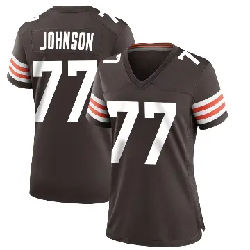 ＃77 Women's Zion Johnson Brown Game Cleveland Browns Team Color Jersey