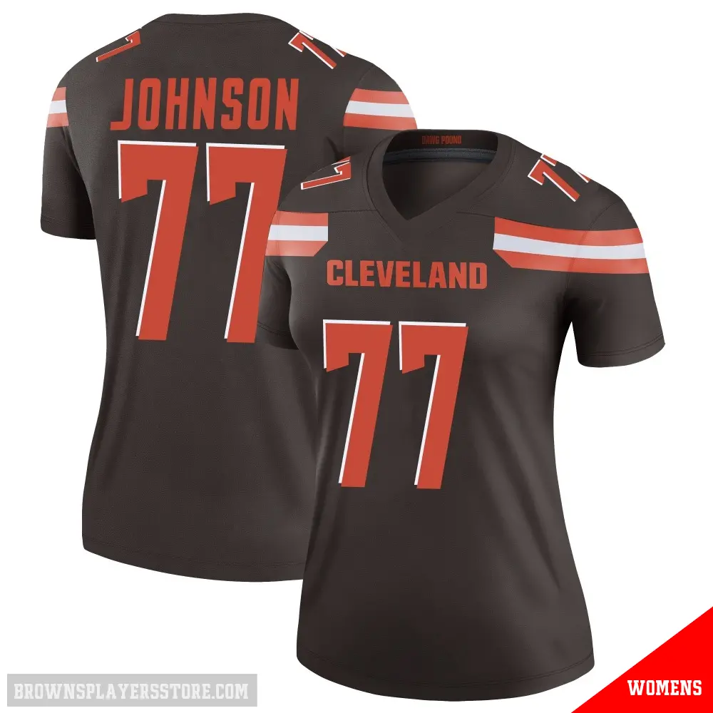 ＃77 Women's Zion Johnson Brown Legend Cleveland Browns Jersey