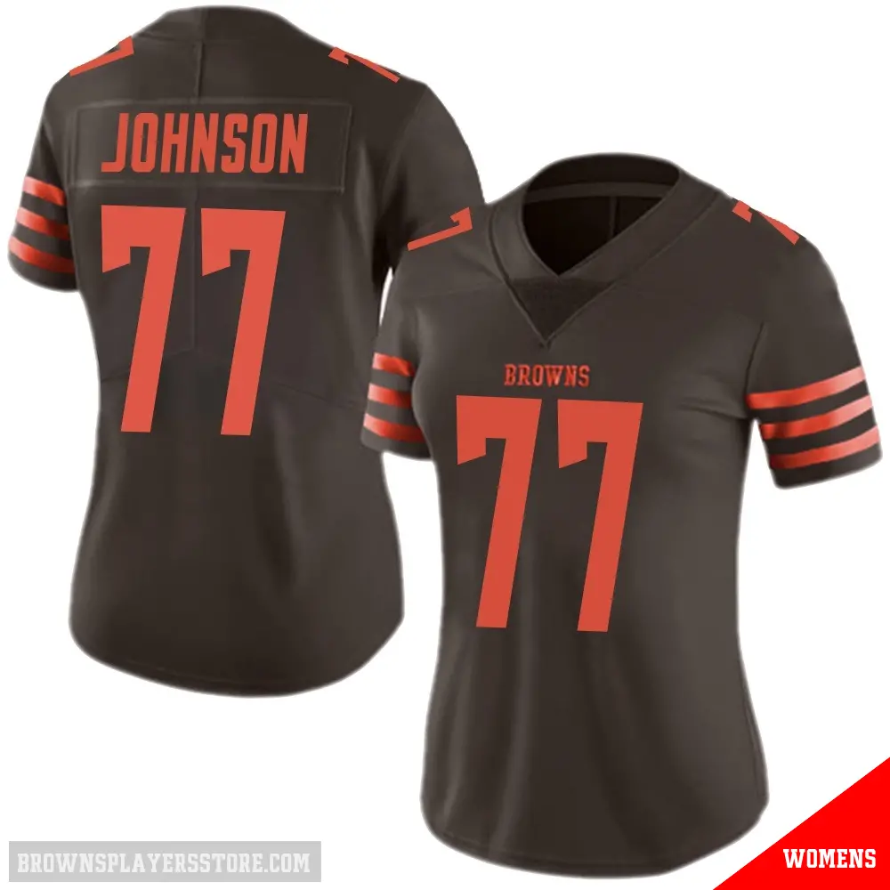 ＃77 Women's Zion Johnson Brown Limited Cleveland Browns Color Rush Jersey