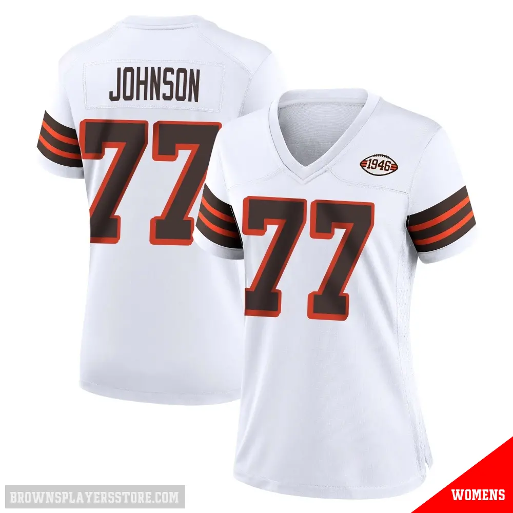 ＃77 Women's Zion Johnson White Game Cleveland Browns 1946 Collection Alternate Jersey