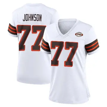 ＃77 Women's Zion Johnson White Game Cleveland Browns 1946 Collection Alternate Jersey