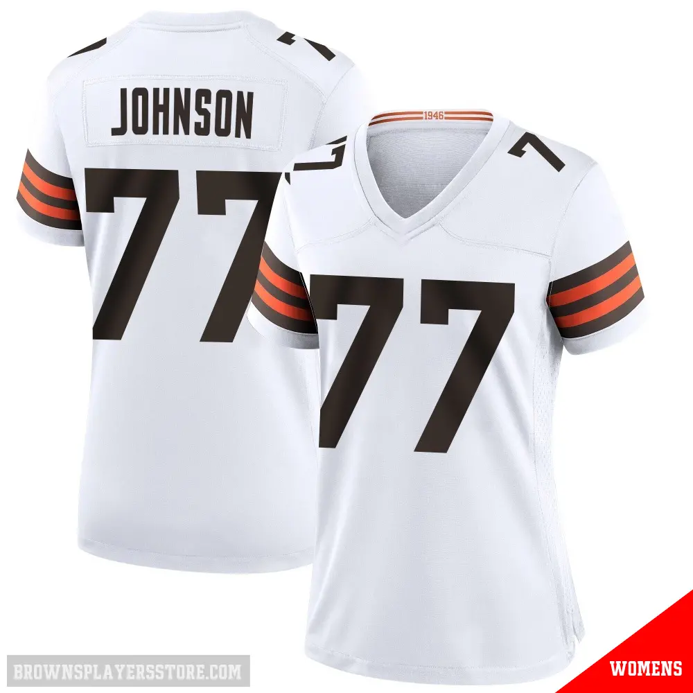 ＃77 Women's Zion Johnson White Game Cleveland Browns Jersey
