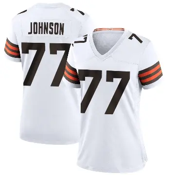 ＃77 Women's Zion Johnson White Game Cleveland Browns Jersey