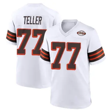 ＃77 Youth Wyatt Teller White Game Cleveland Browns 1946 Collection Alternate Jersey
