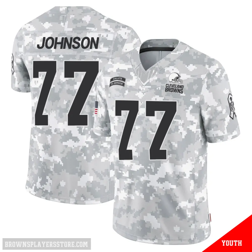 ＃77 Youth Zion Johnson Arctic Camo Limited Cleveland Browns 2024 Salute to Service Jersey
