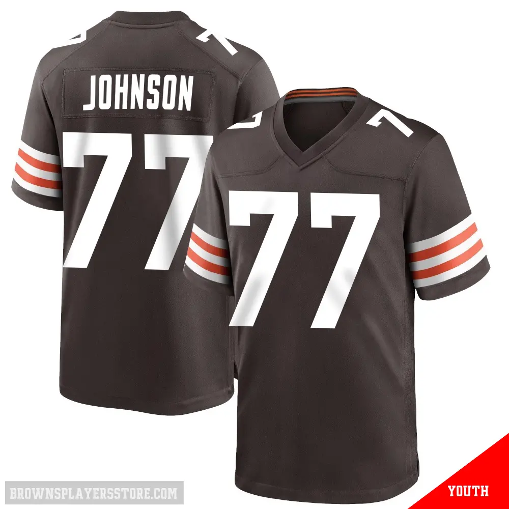 ＃77 Youth Zion Johnson Brown Game Cleveland Browns Team Color Jersey