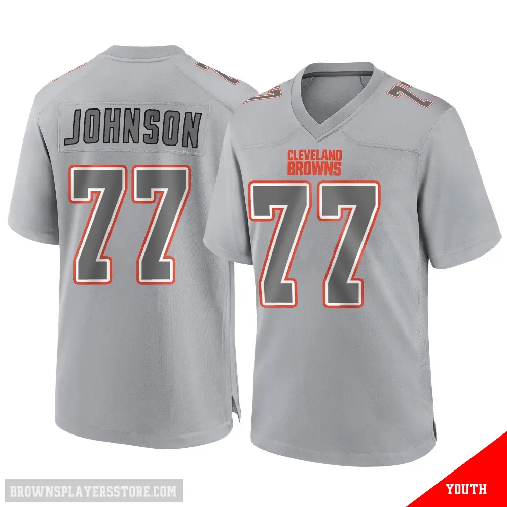 ＃77 Youth Zion Johnson Gray Game Cleveland Browns Atmosphere Fashion Jersey