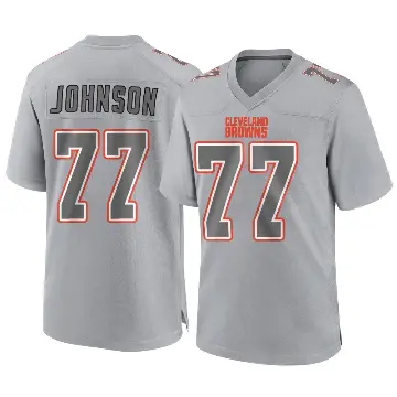 ＃77 Youth Zion Johnson Gray Game Cleveland Browns Atmosphere Fashion Jersey