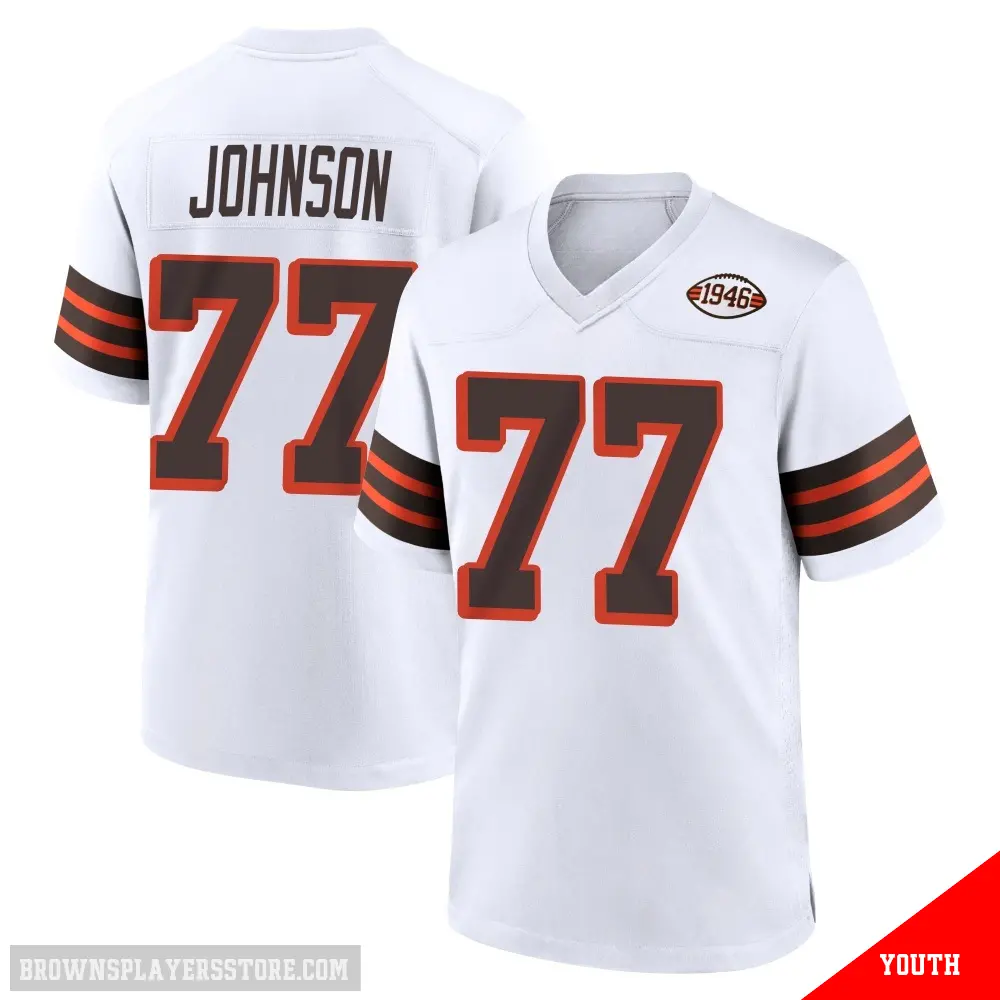 ＃77 Youth Zion Johnson White Game Cleveland Browns 1946 Collection Alternate Jersey