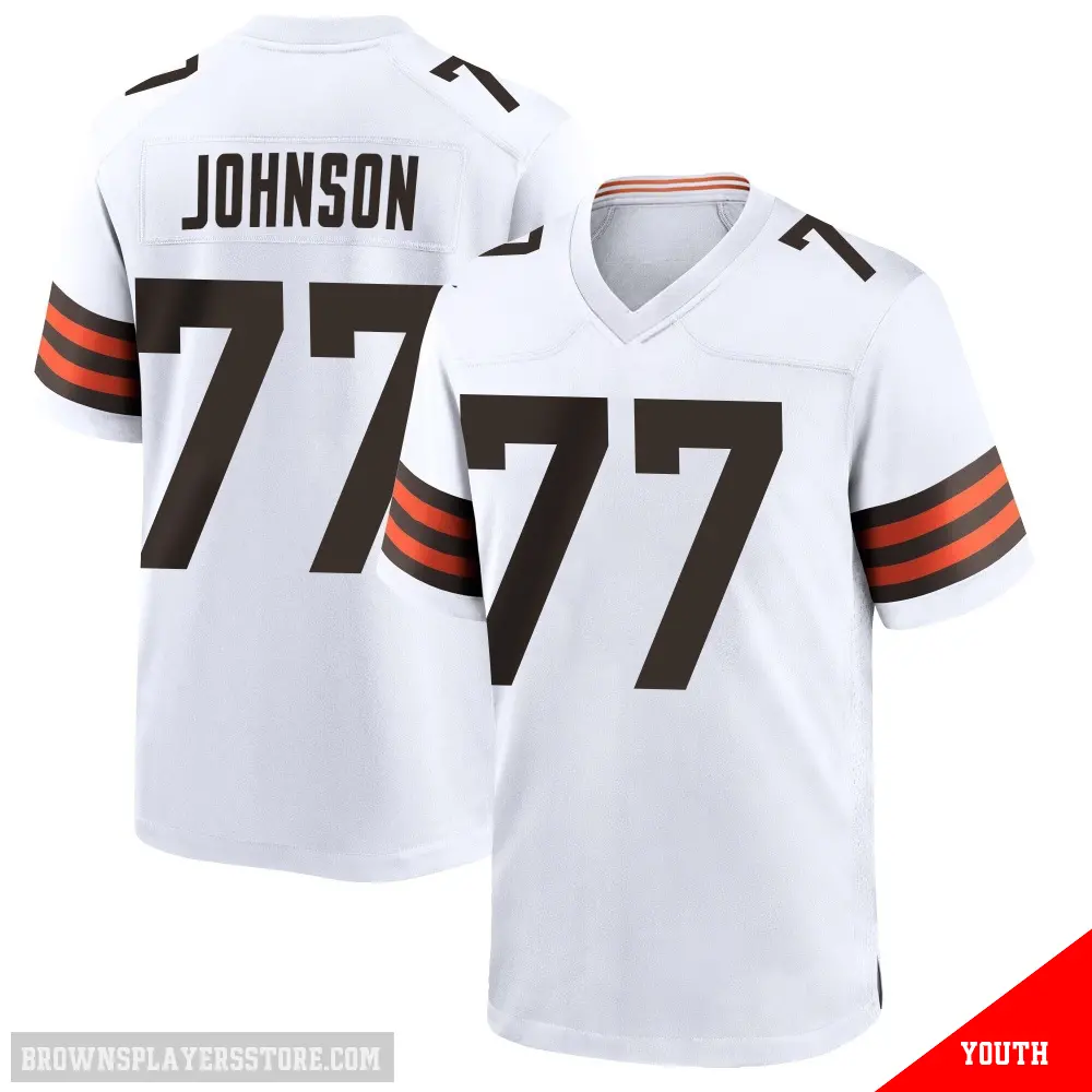 ＃77 Youth Zion Johnson White Game Cleveland Browns Jersey