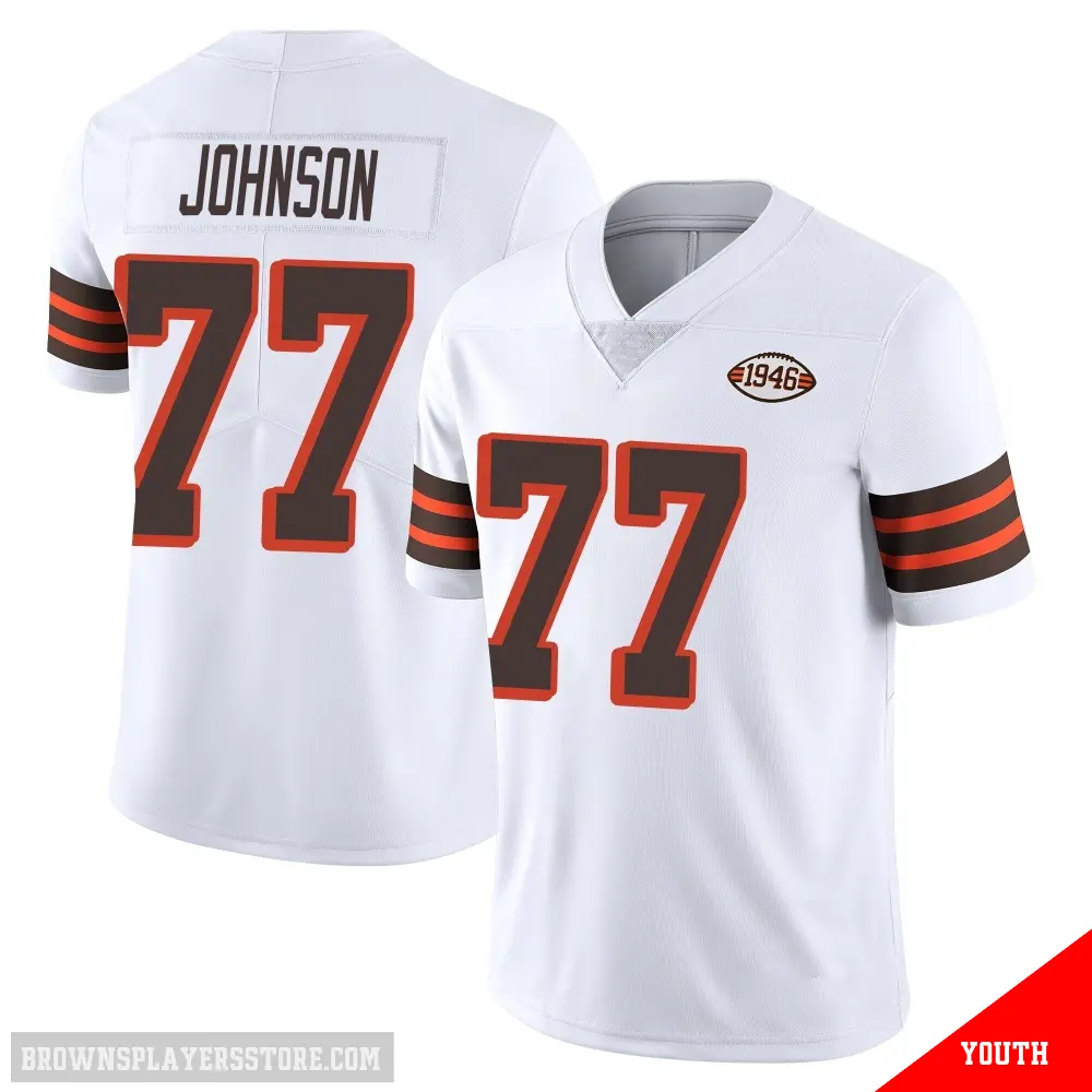 ＃77 Youth Zion Johnson White Limited Cleveland Browns Vapor 1946 Collection Alternate Jersey