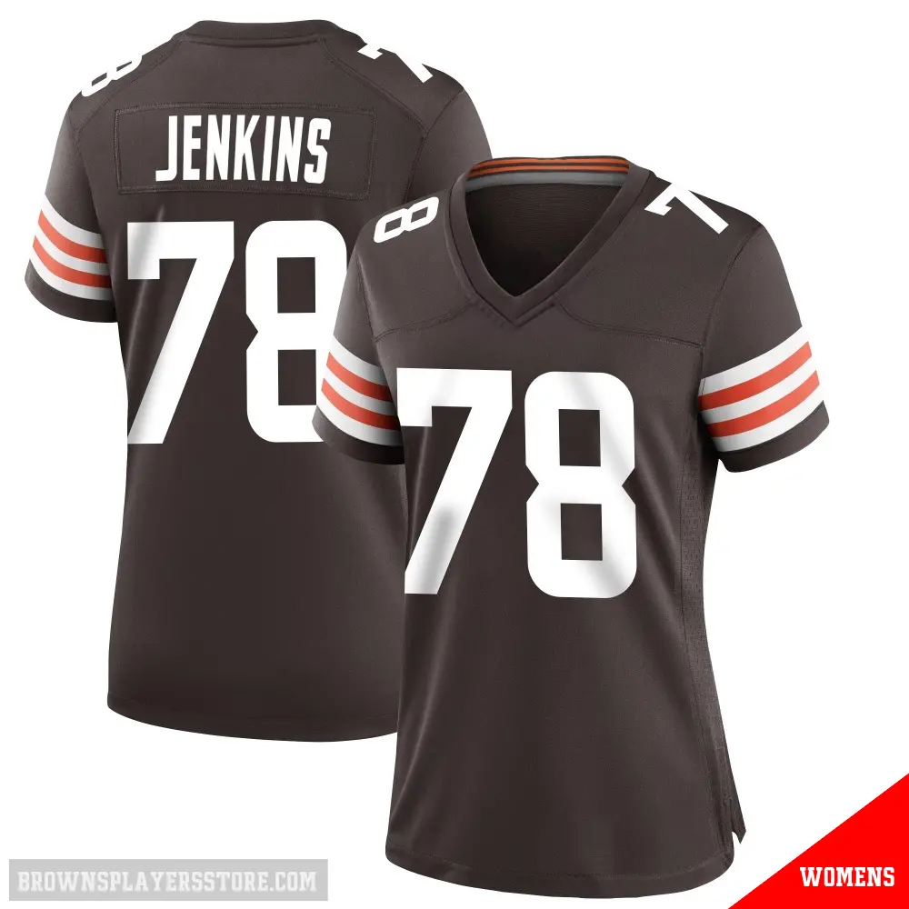 ＃78 Women's Teven Jenkins Brown Game Cleveland Browns Team Color Jersey