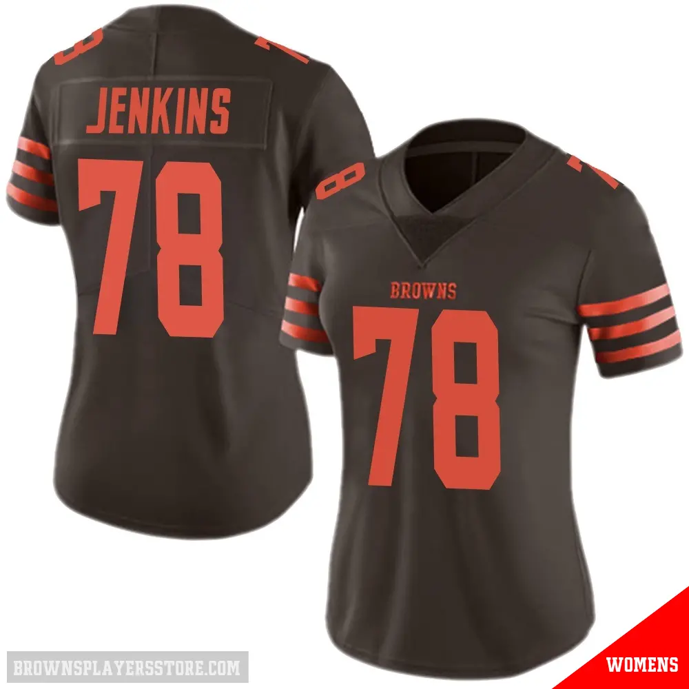 ＃78 Women's Teven Jenkins Brown Limited Cleveland Browns Color Rush Jersey