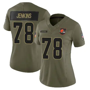 ＃78 Women's Teven Jenkins Olive Limited Cleveland Browns 2025 Salute to Service Jersey