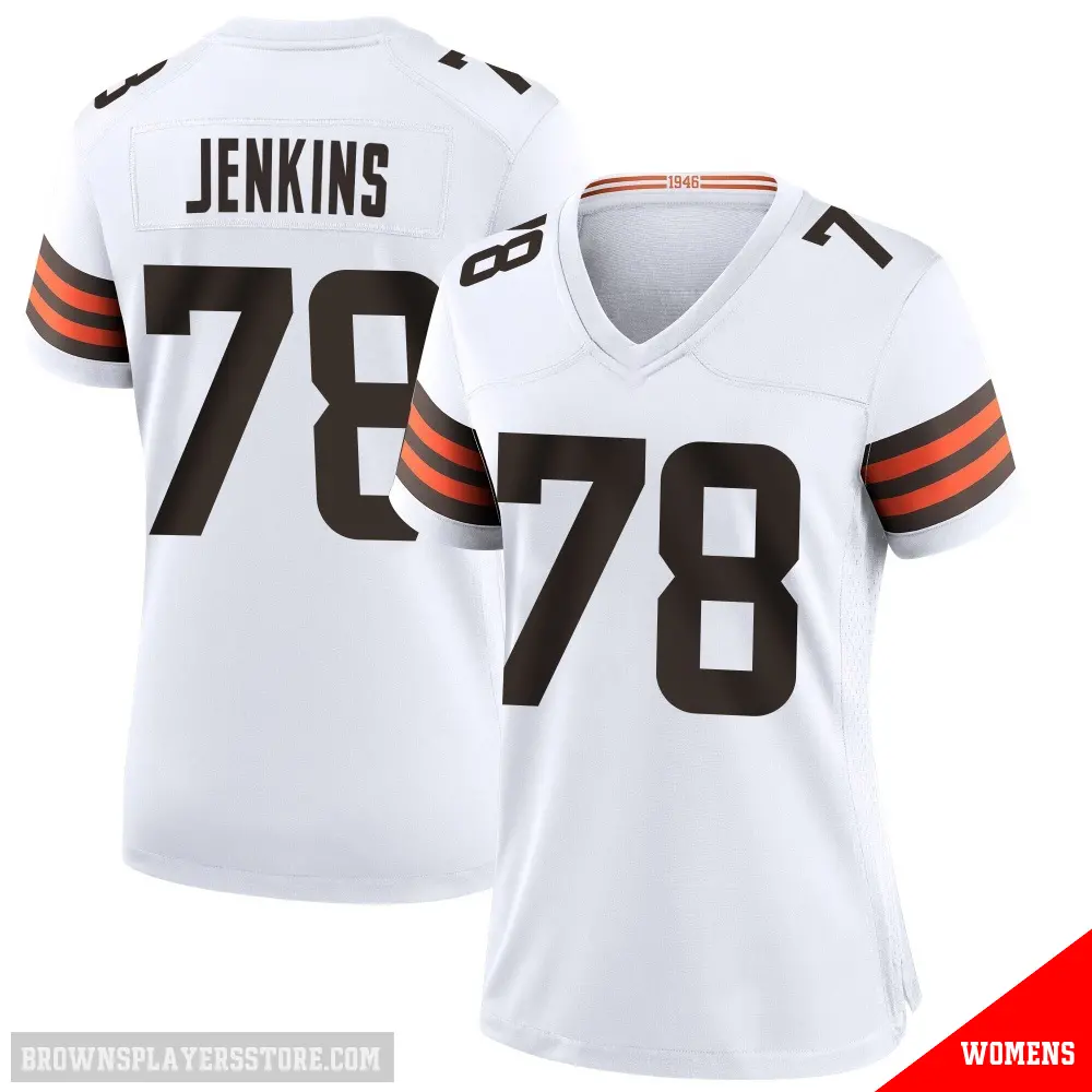＃78 Women's Teven Jenkins White Game Cleveland Browns Jersey