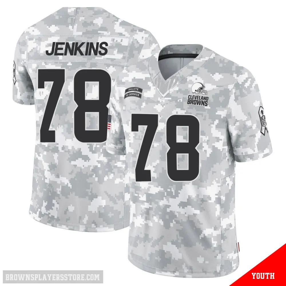 ＃78 Youth Teven Jenkins Arctic Camo Limited Cleveland Browns 2024 Salute to Service Jersey
