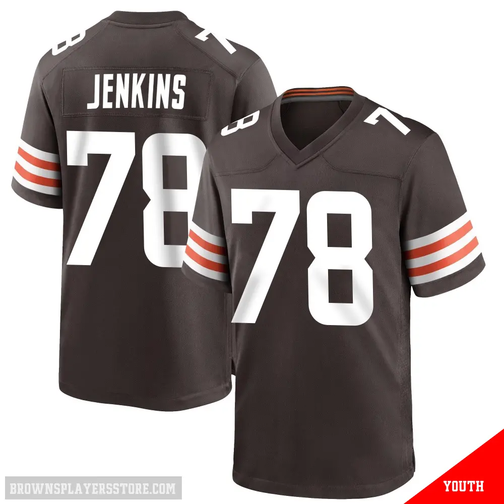 ＃78 Youth Teven Jenkins Brown Game Cleveland Browns Team Color Jersey