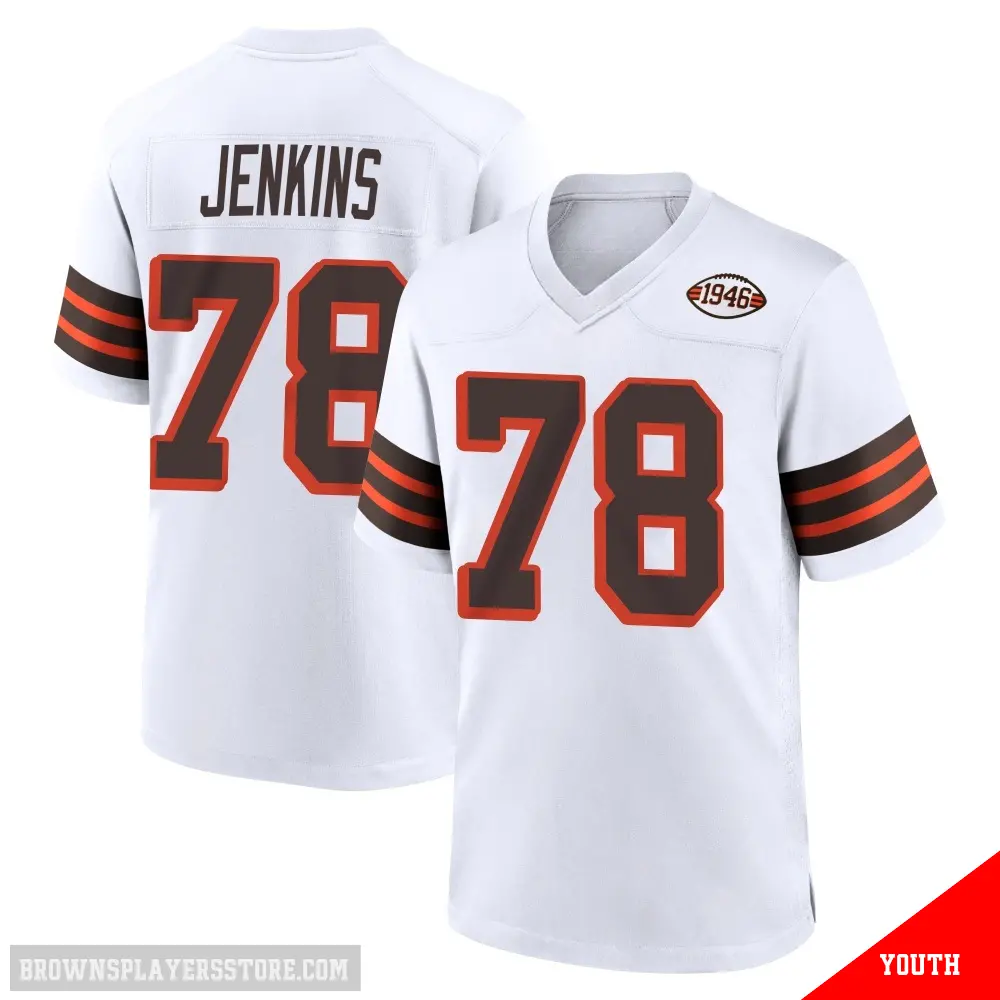 ＃78 Youth Teven Jenkins White Game Cleveland Browns 1946 Collection Alternate Jersey