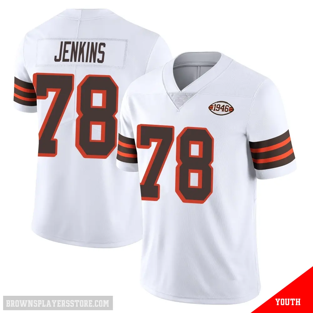 ＃78 Youth Teven Jenkins White Limited Cleveland Browns Vapor 1946 Collection Alternate Jersey