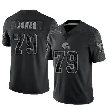 ＃79 Men's Dawand Jones Black Limited Cleveland Browns Reflective Jersey