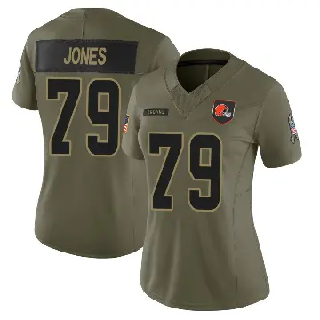 ＃79 Women's Dawand Jones Olive Limited Cleveland Browns 2025 Salute to Service Jersey