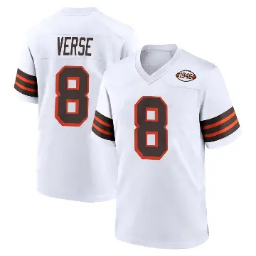 ＃8 Men's Jared Verse White Game Cleveland Browns 1946 Collection Alternate Jersey