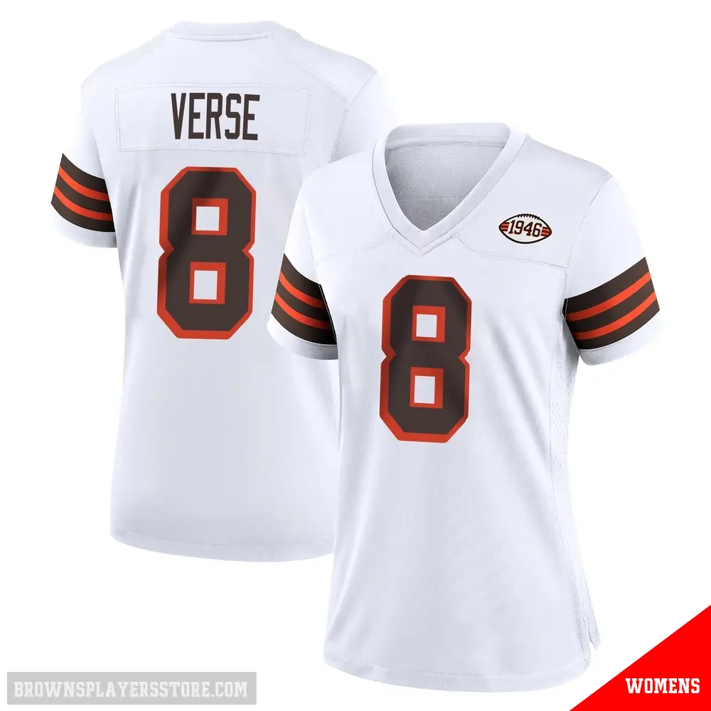 ＃8 Women's Jared Verse White Game Cleveland Browns 1946 Collection Alternate Jersey